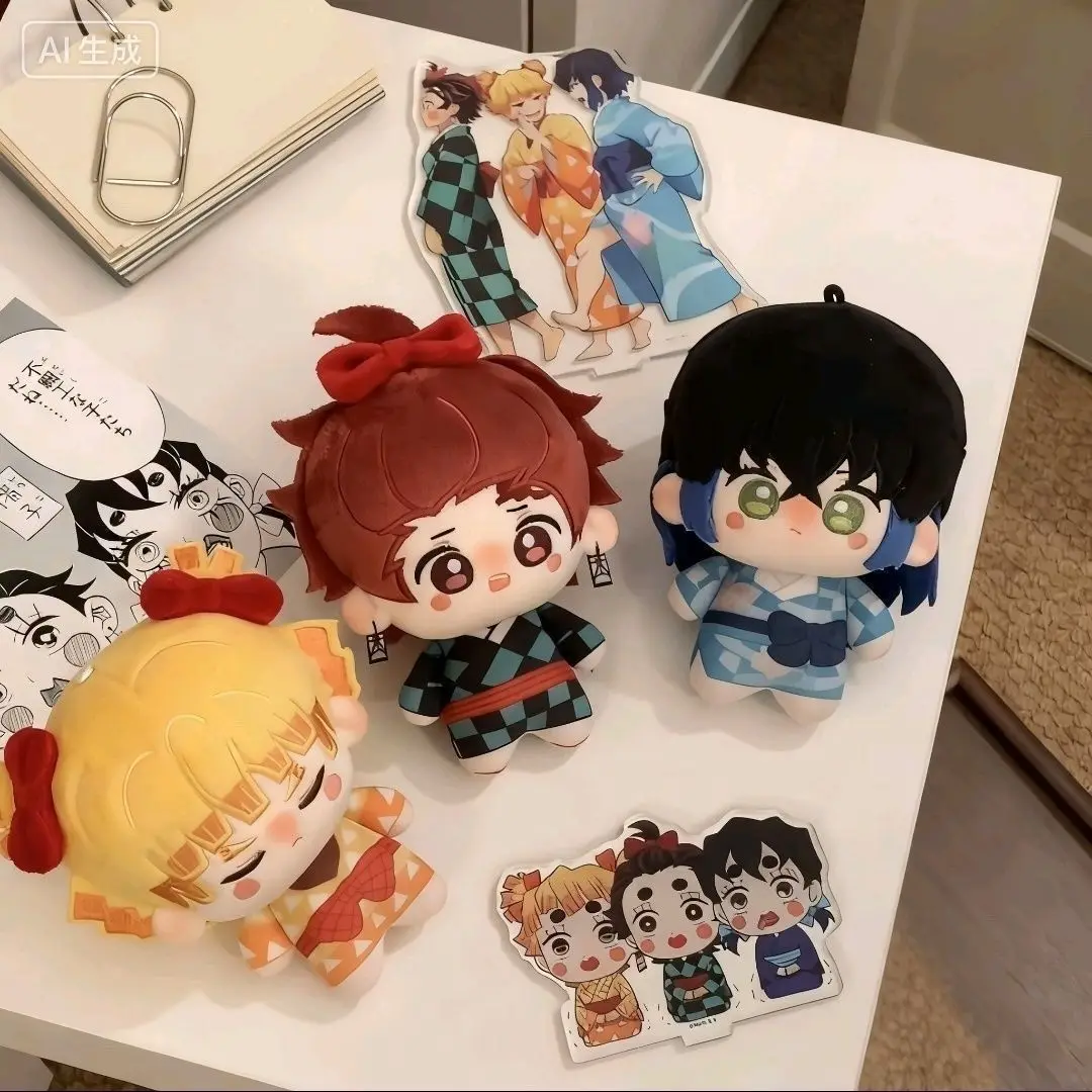 Animation Anime Demon Slayer Q Version Tanjiro Kamado Zenitsu Agatsuma Plush Toy Doll Plush Key Chain Backpack Decoration
