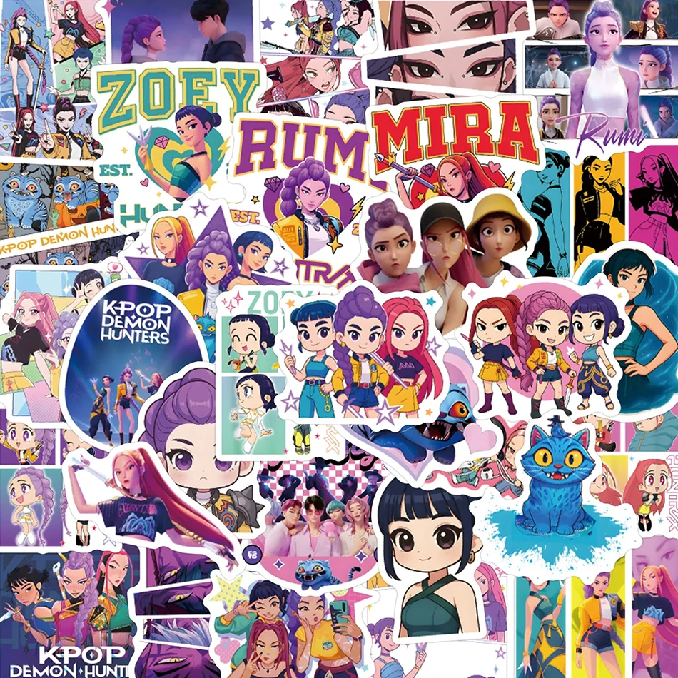ملصقات KPop Demon Hunters الإبداعية شخصيات كرتونية رومي زوي ميرا ملصقات جرافيتي لطيفة ملصقات مقاومة للماء هدايا عيد الميلاد #1