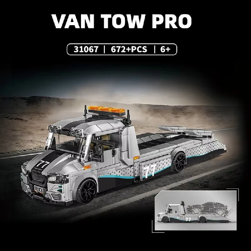 672-teiliger Technischer Anhänger Schwerlast-LKW Baukasten Transportfahrzeug-Modell Bausteine Schreibtisch-Deko Kinder-Lernspielzeug Geschenke