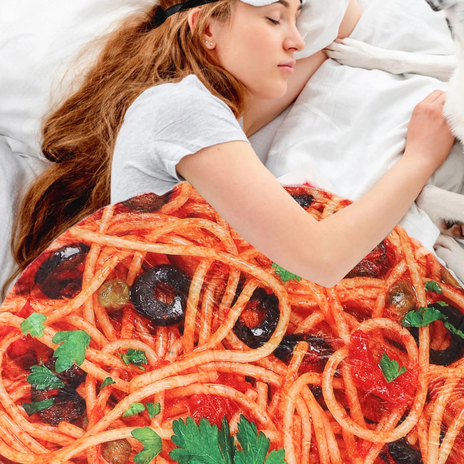 

Cozy Round Pizza Blanket Soft Flannel Novelty Food Print Warm Throw for Outdoor Adventures Home Relaxation Time