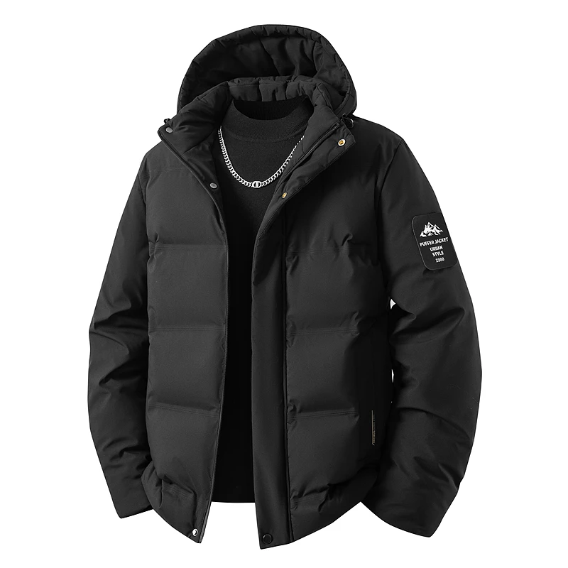 Winter Detachable Hat Casual Business Jacket Men's Outdoor Running Sports Cold Proof Warm Comfortable Breathable Cotton Clothing