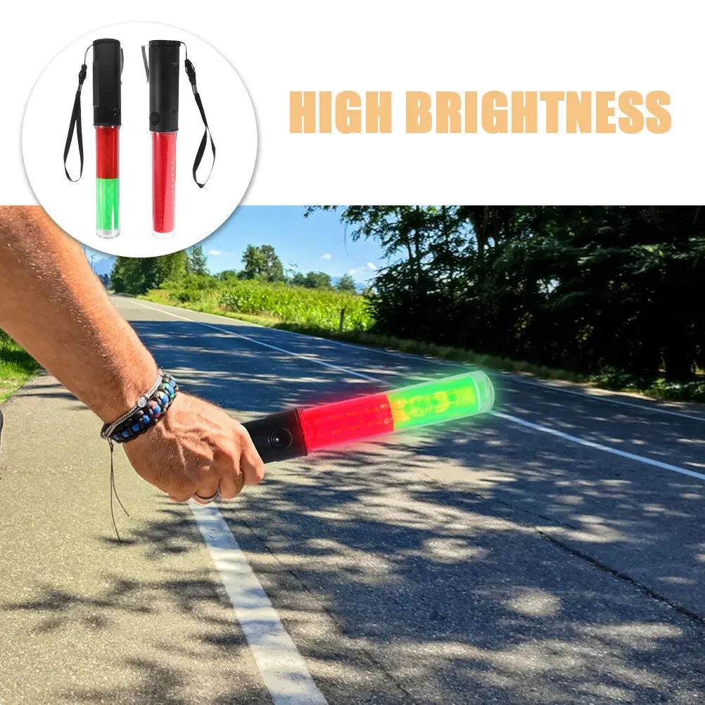 2Pcs LED Warning Safety Traffic Wands 26cm High Brightness Emergency Directional Light Parking Control Concert Signal Sticks