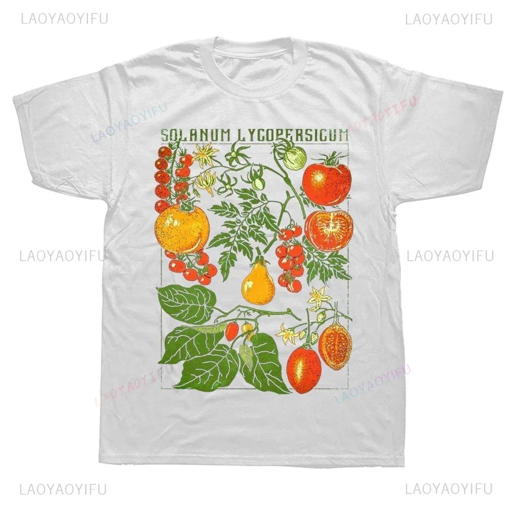 Botanical Garden Plant Print Art Tomato Printed Tshirt Short Sleeve Casual Fashion Loose Harajuku Man T Shirt Summer Style Tees