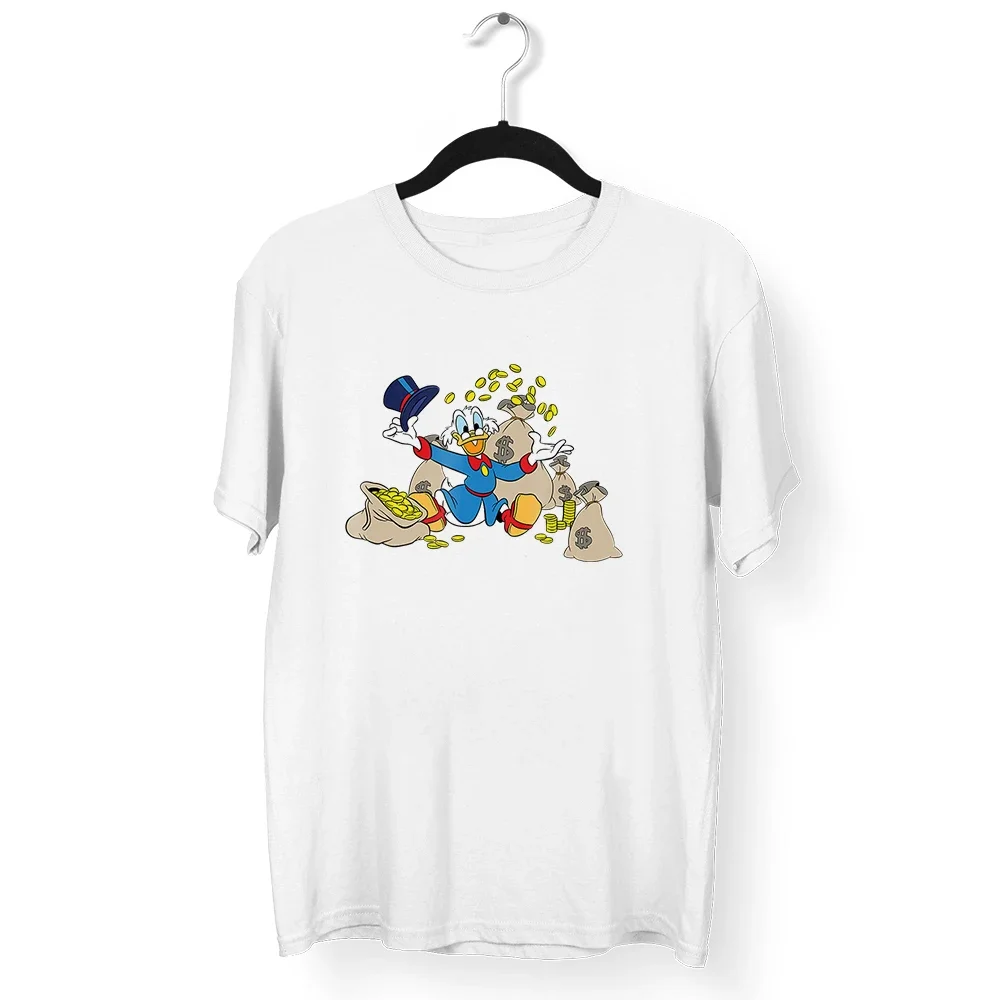 Harajuku Fashion Women T-Shirts Disney Cartoon Scrooge McDuck Print High Street Casual Round Neck Short Sleeve Tops Tees Unisex