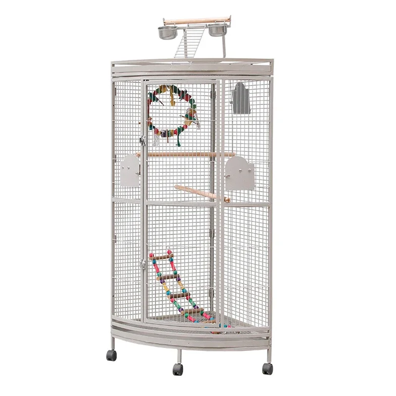 Wholesale Big Bird Cage For Decoration Jaulas De Cotorras Metal Steel Playtop Strong Parrot Macaw Breeding Cage With Wheels