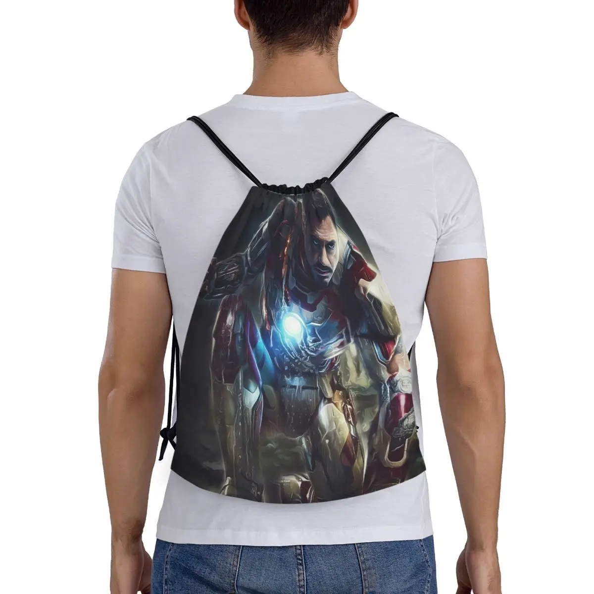 

Robert Downey Jr 2 Backpacks Multi-function Portable Drawstring Bags Sports Bag Book Bags For Man Woman School