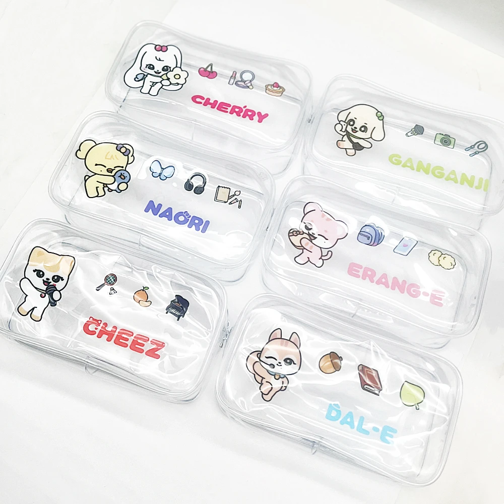 الحيوان الإبداعية مقلمة حقيبة أدوات مكتبية 19*10*6.5 سنتيمتر الكرتون بولي كلوريد الفينيل شفافة حقيبة التخزين حقيبة مستحضرات التجميل Wonyoung Yujin Rei Gaeul Leeseo Liz Kpop