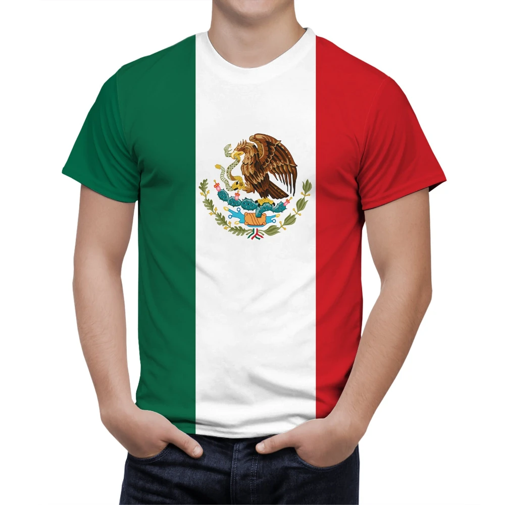 Men's Mexico Flag T-Shirt Casual Coat Of Arms 3D Printed T Shirts for Men Short Sleeve Cool Patriotic Mexico Heritage Shirt