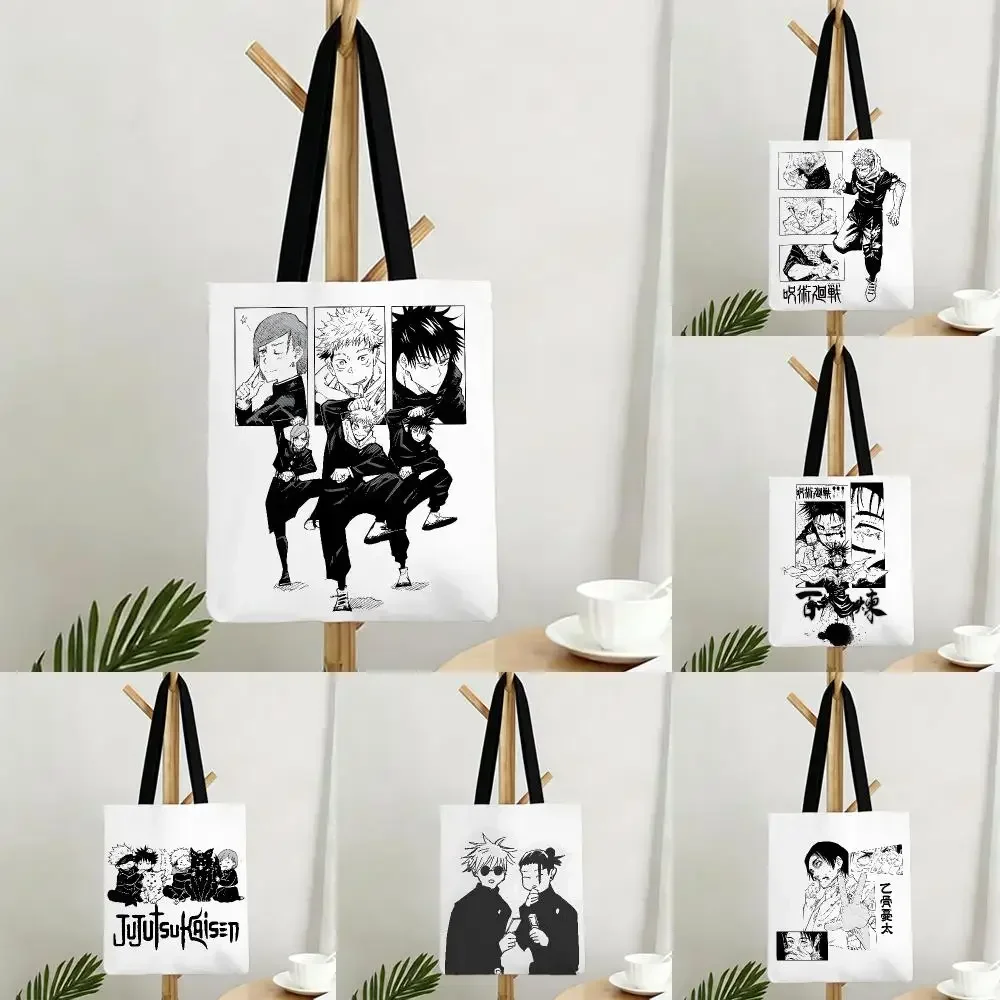 Bolsas de almacenamiento de la serie de bolsas con estampado de Anime Manga Jujutsu Kaisen, bolsas ligeras de hombro para uso diario y compras.