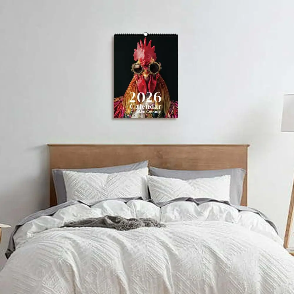 تقويم حائط 2026، خطة شهرية لمدة 12 شهرًا، صور الديك المضحكة، هدية مثالية لعيد الميلاد والكريسماس والعام الجديد قطعة واحدة