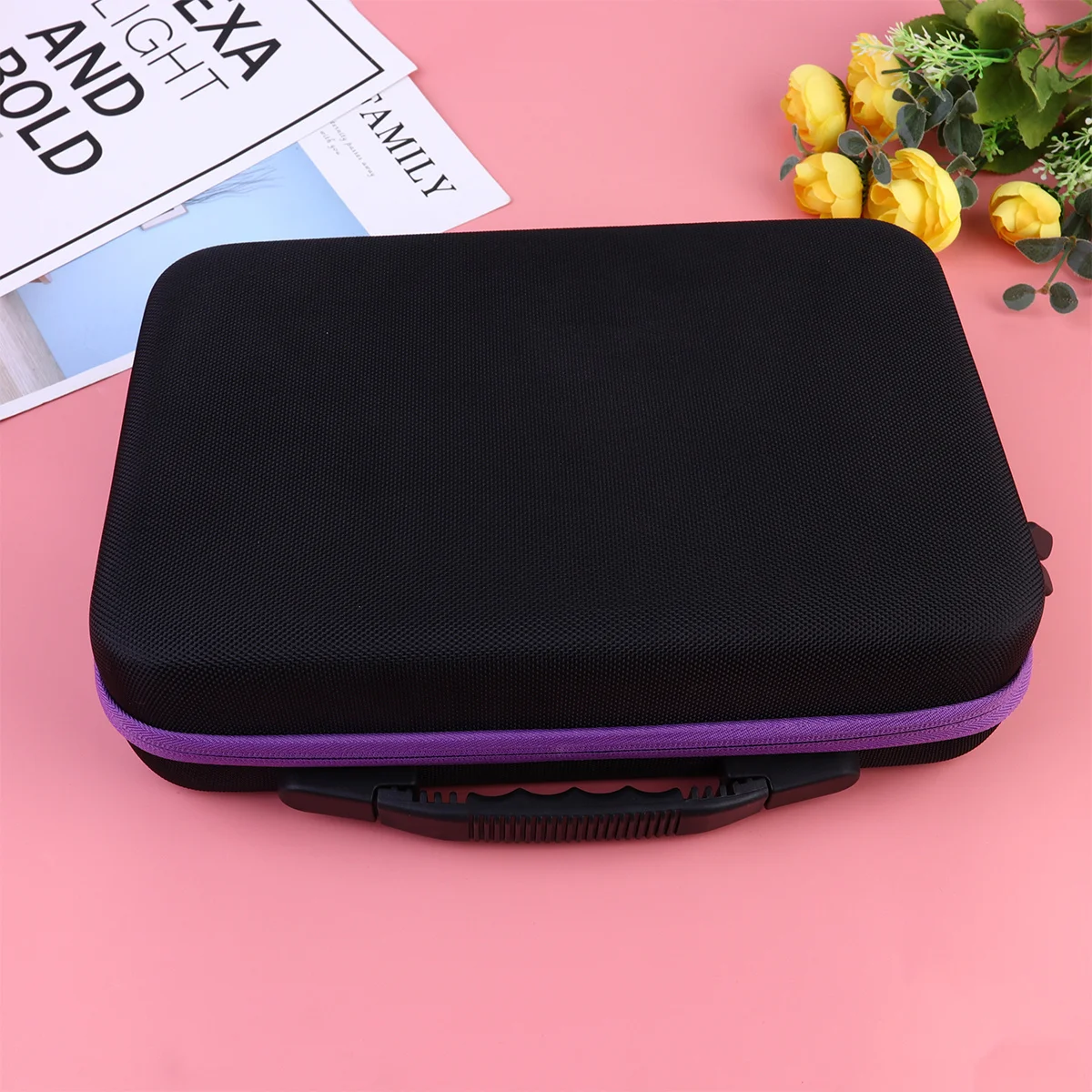 60 شبكة حقيبة تخزين الزيوت العطرية سعة 15 مل منظم محمول مقاوم للصدمات للسفر حامل فرشاة بطانة أرجوانية