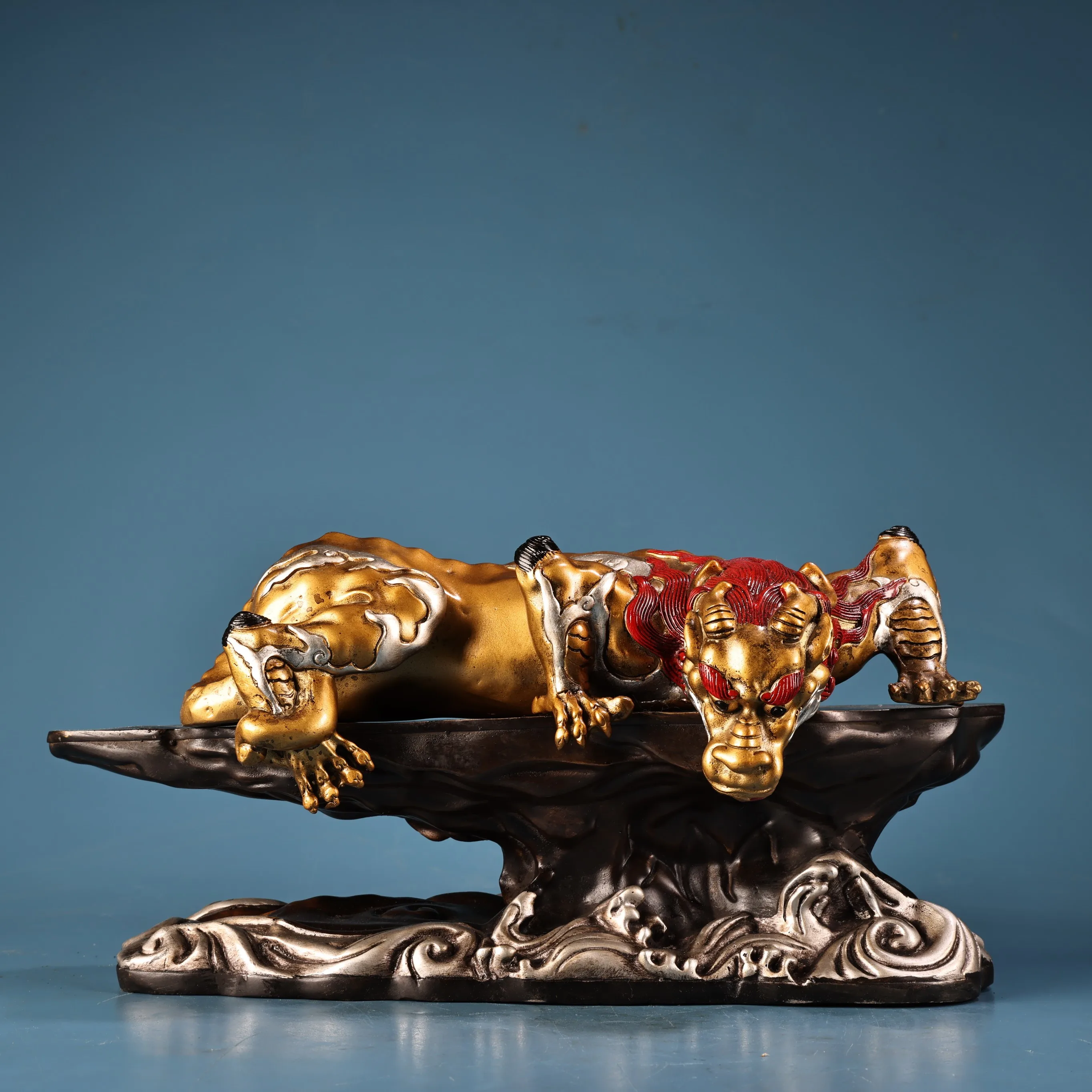 Folk Old Bronze Painted GARUDA Pattern Backlight Vajrasattva Dorje Sempa Buddha Terrace Amitabha Worship Hall