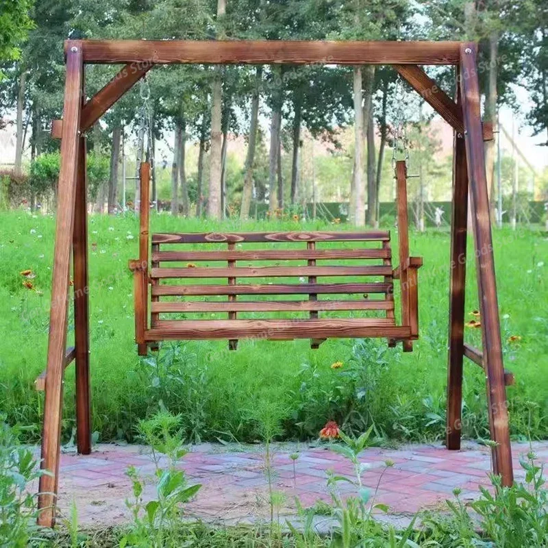 

Wooden Hammock Patio Swings Hanging Chair Rocking Suspended Garden Patio Swings Shaking Retro Outdoor Furniture Balançoires