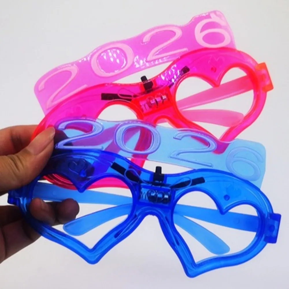 LED Glow 2026New Year Glow Glasses Number Letter Photographic Ornaments 2026 LED Glow Glasses Light Up Colorful
