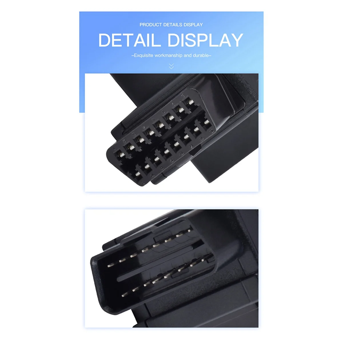 Car Mini OBD2 One Minute Two Extension Cable Automotive Universal 16-Pin Core Splitter Connected to Obd Devices(B)