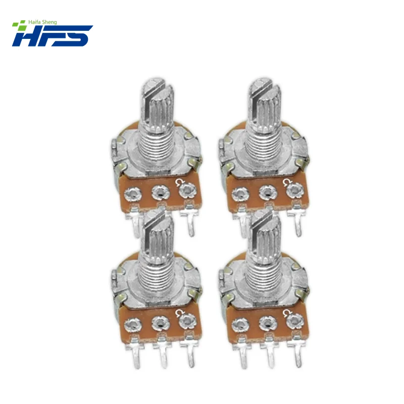 10PCS WH148 Linear Potentiometer B1K B2K B5K B10K B20K B50K B100K B250K B500K B1M 15mm Shaft With Nuts Washers 3pin WH148