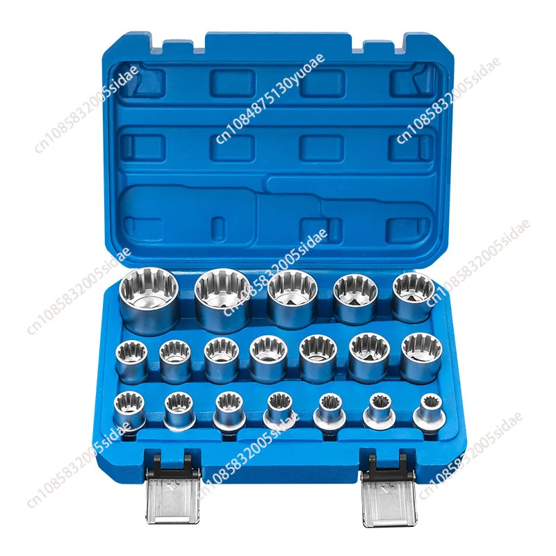 19Pcs Socket Bit Set 1/2 Inch Tool 8-32mm Multi-tooth Nuts Torx Vehicle Repair Tool Kit