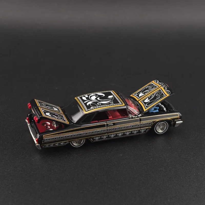 FW 1/64 American West Coast Style Impala  Black Skull  Alloy Model
