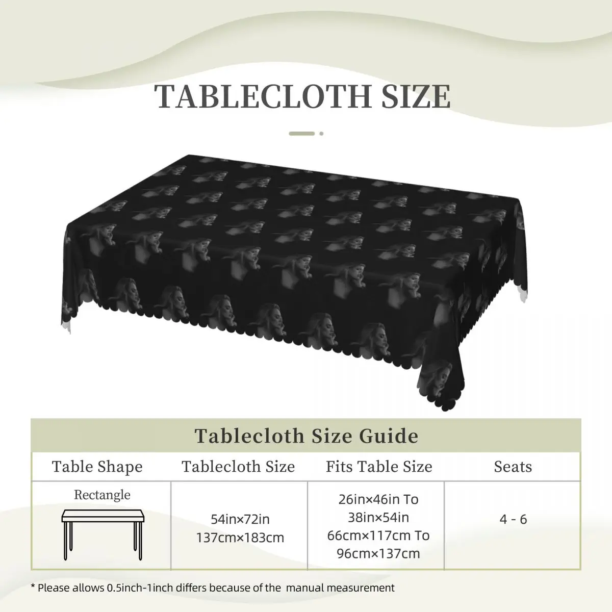 Cool Singer Adele Tour 2024 Customized Rectangular Tablecloth Oilproof Table Cover for Festival Party Decorations Table Cloth