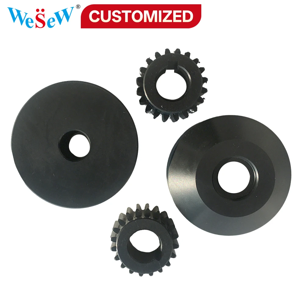 Custom Engineered Plastic Black Gear Assemblies, Transmission Components, Keyed Pulleys, Precision Mechanical Transmission Parts
