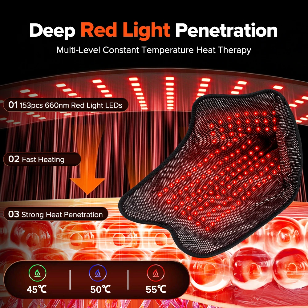 153 LEDs 660nm Red Light Heating Foot Ankle Elbow Pad, Electric Heated Ankle Wrap for Foot Heel Elbow Protect Support Brace