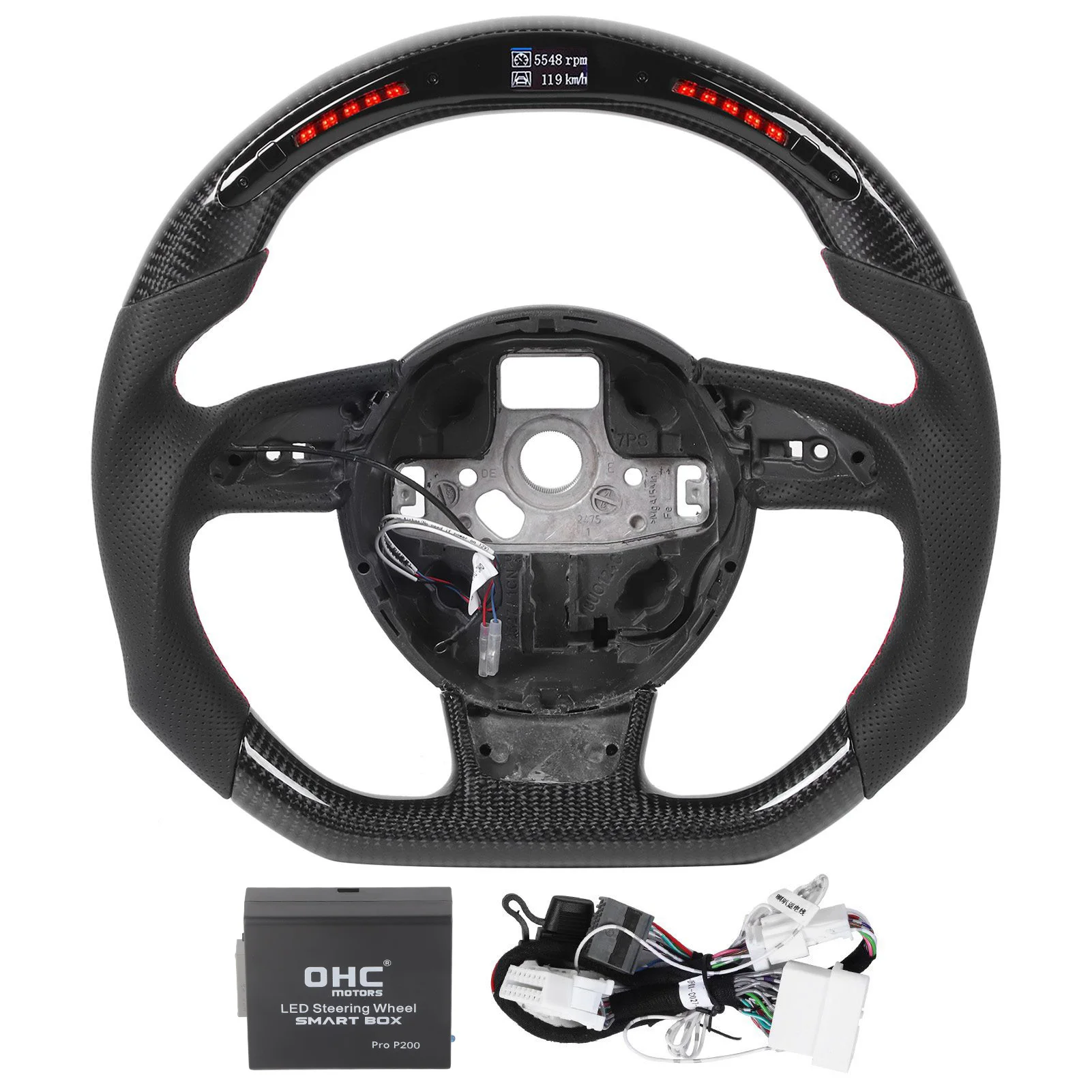 

Carbon Fiber LED Shift Lights Display Steering Wheel Fit 1mm Thick Epoxy Coating For Audi B8.5 RS3 RS4 RS5 RS6 RS7 2013-2016