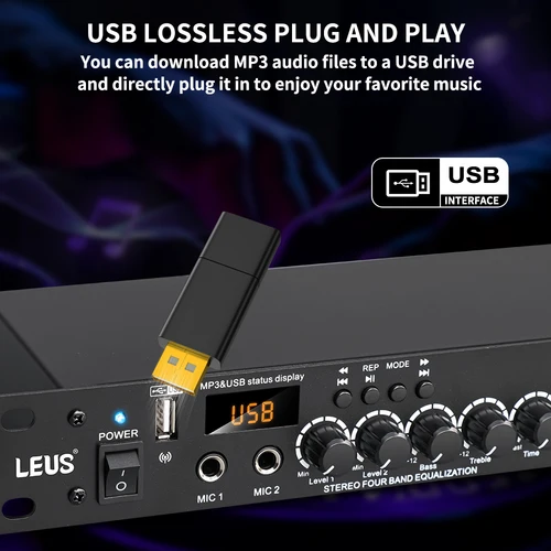 Imagen 2 del producto LEUS T4 Reverberación digital profesional Procesador DSP multiefecto Procesador de audio Ecualizador