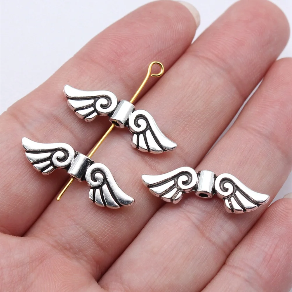 Accessories Angel Wings Small Hole Beads Accessories For Jewelry 26x8mm 20pcs