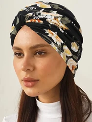 Cappellini Hijab da donna con stampa moda musulmana multicolore cappellino turbante istantaneo copricapo pronto da indossare cappelli indiani Hijab