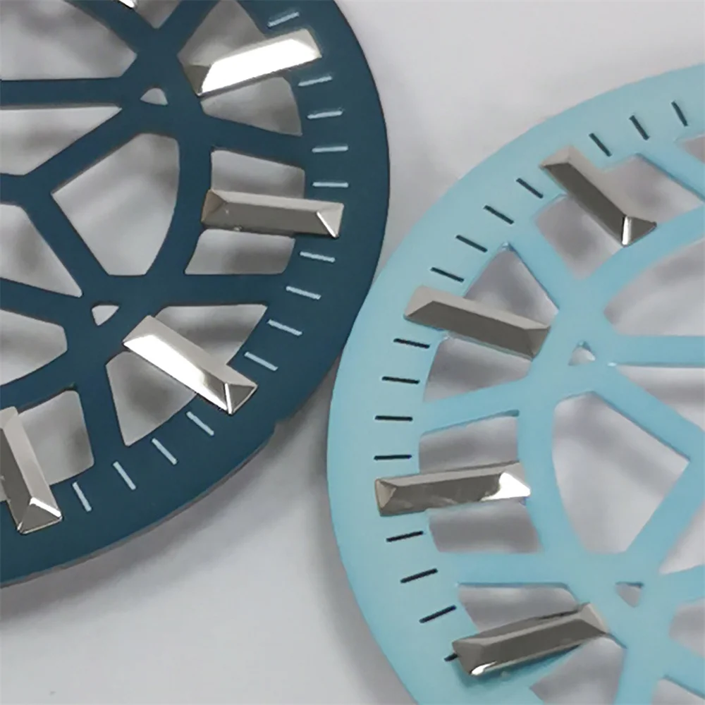 28.5mm Watch Dial, Without Luminous Hollow Dial NH35, for NH70 NH36 Movement 3D Nails Green Luminous Watch Faces Accessories