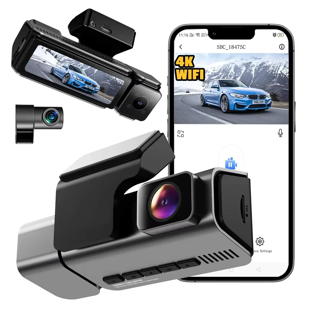 

GPS 3 Channel 4k Front and Rear 2k Inside Fisheye Dash Camera Rear View 4k Dash Cam for Cars Recording Car Black Box 4k Dash Cam