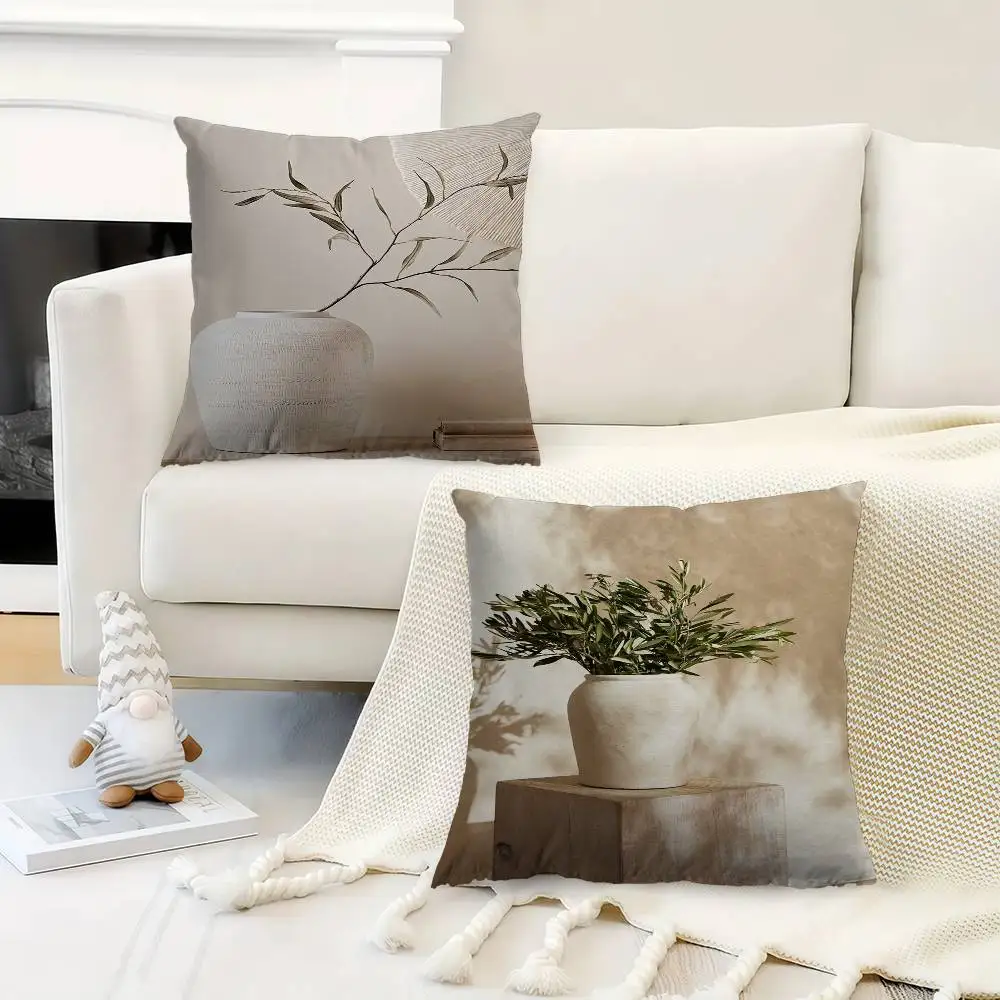 

Vintage Minimalist Italy Olive Tree In Vase Pillowcase Toon Gift Cushion Cover Bedroom Home Sofa Chair Seat Decor Pillow Case