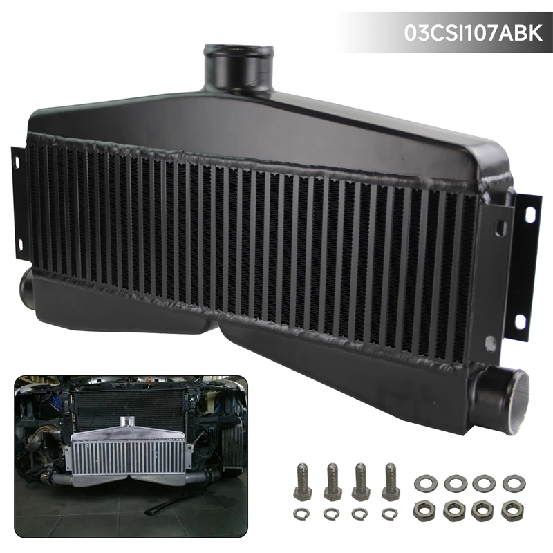 Universal Twin Turbo Intercooler Bar & Plate Custom (2 In/1 Out) 400-800HP Black/Silver Core Size 610*180*89mm Inlet 2.5