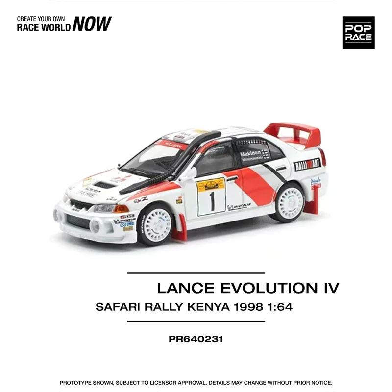 PreSale POP RACE 1:64 Lancer Evolution EVO IV Rally Openable Hood Diecast Diorama Car Model Toy