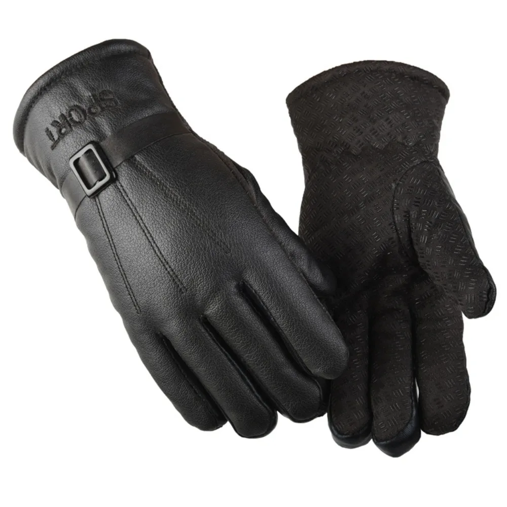 Hot Sale Artificial Leather Winter Gloves Touchable Screen Warm Touch Screen Gloves Windproof Cold Proof Gloves Outdoor Sports