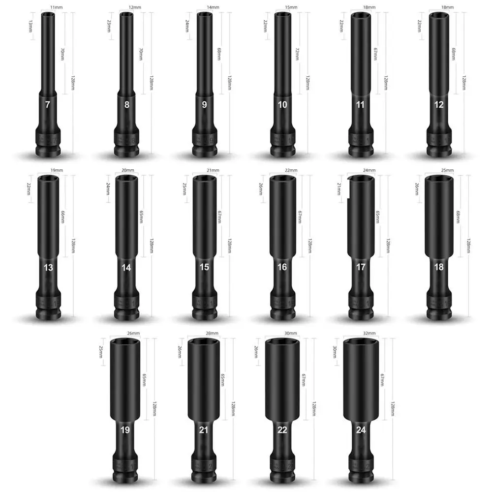 1Pcs Spanner Converter Reducer 1/2inch Hex Socket Hand Tool Extended Type Impact Wrench Drive Socket