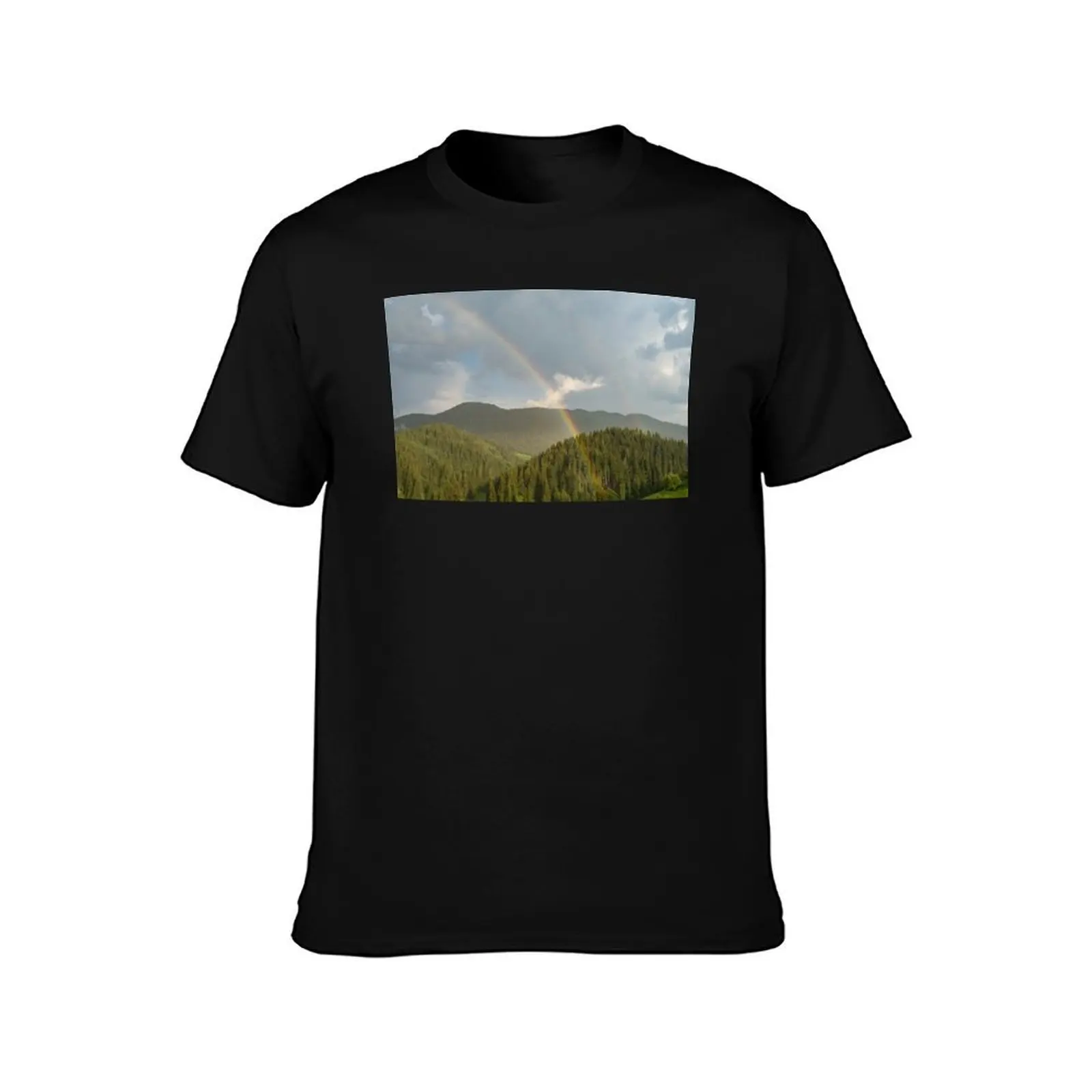 Summer Storms and Rainbows - Rhodope Mountain Range in Bulgaria T-Shirt, Summer Casual Cotton Tee, Oversized Streetwear Tops