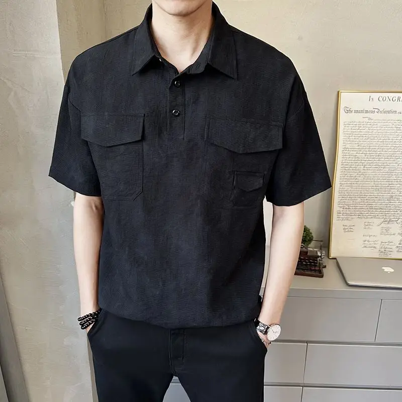 

Luxury 2026 New Men's Short Sleeve Shirt Summer Fashion Trendy Loose Casual Top Lightweight Breathable Comfortable Streetwear