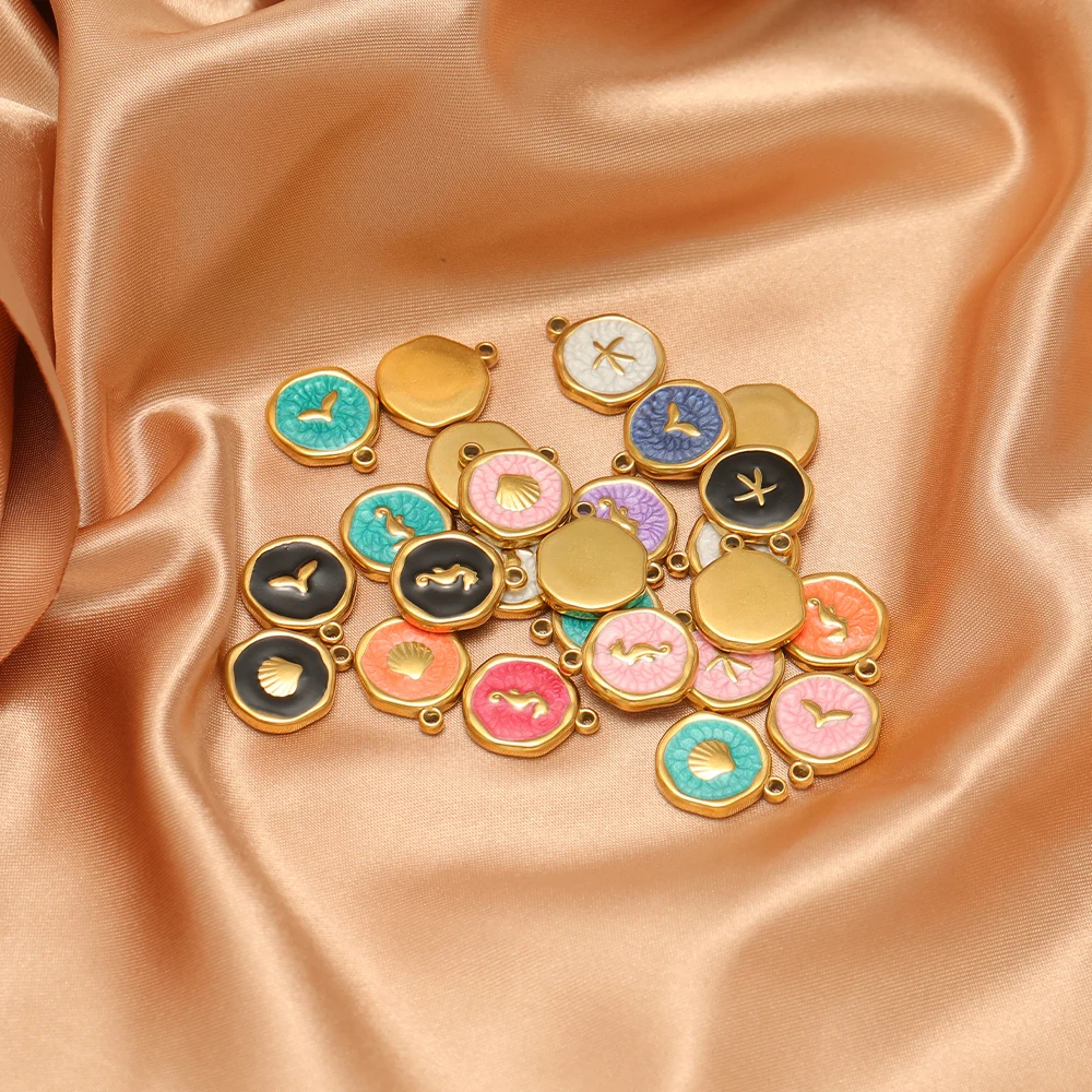 5Pcs Stainless Steel Enamel Star Shell Charms Multicolor Pendants for DIY Earrings Necklace Findings Handicrafts Jewelry Making view 5