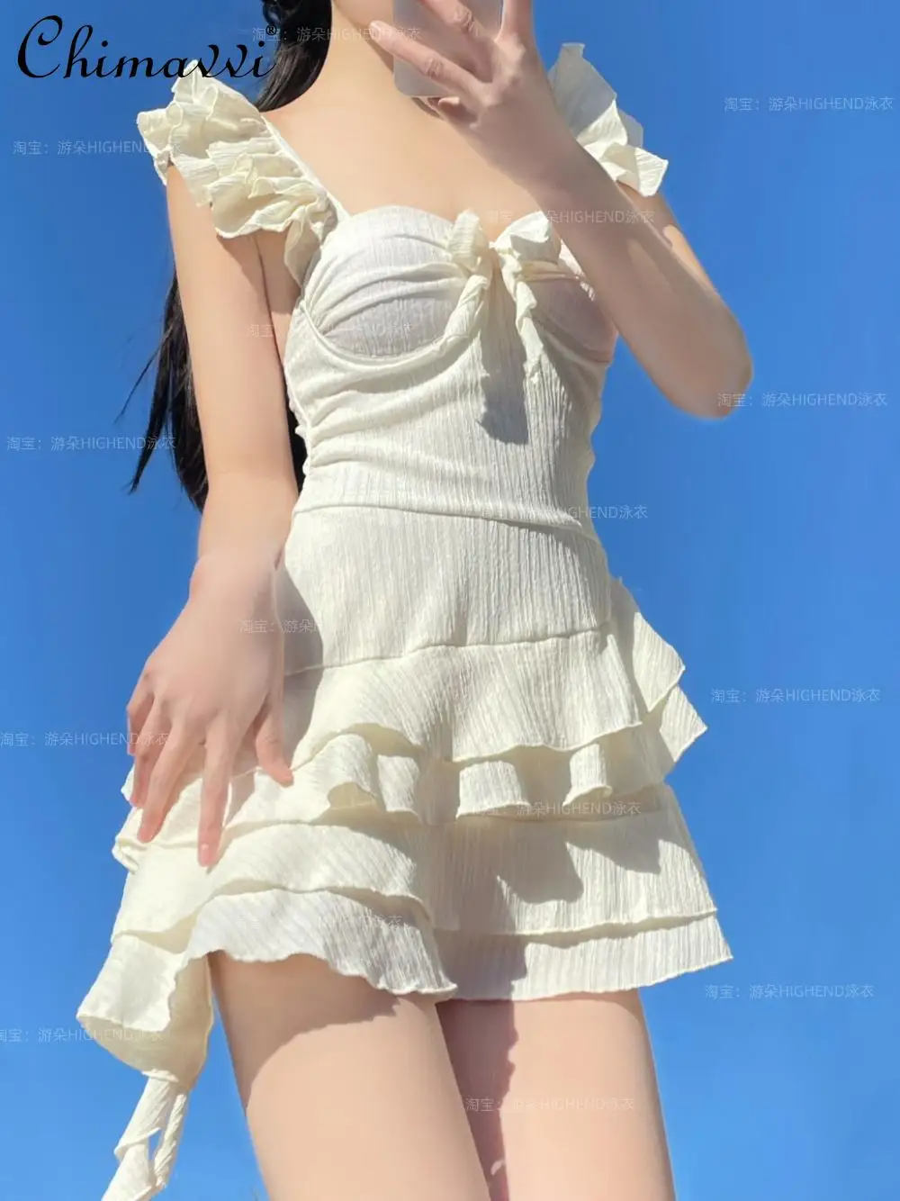 ใหม่ 2025 ฤดูร้อนใหม่สาวหวาน Slim One-piece ชุดว่ายน้ําผู้หญิงรวบรวม Slim-fit Elegant Hot Spring วันหยุดชุดว่ายน้ํา