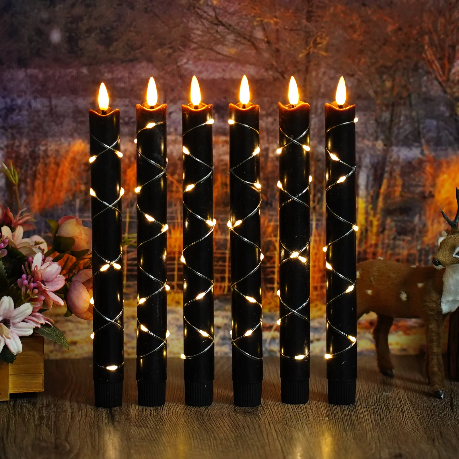 Multifunction Remote Control Flameless LED Candles Paraffin Wax String Lights for Easter Halloween Christmas New Year Birthday