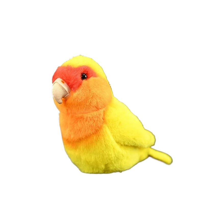 Hot Sale Simulation  Yellow Peach Peony Plush Toy Agapornis Lifelike Soft Birds Animals  Realistic Doll For Children Gift