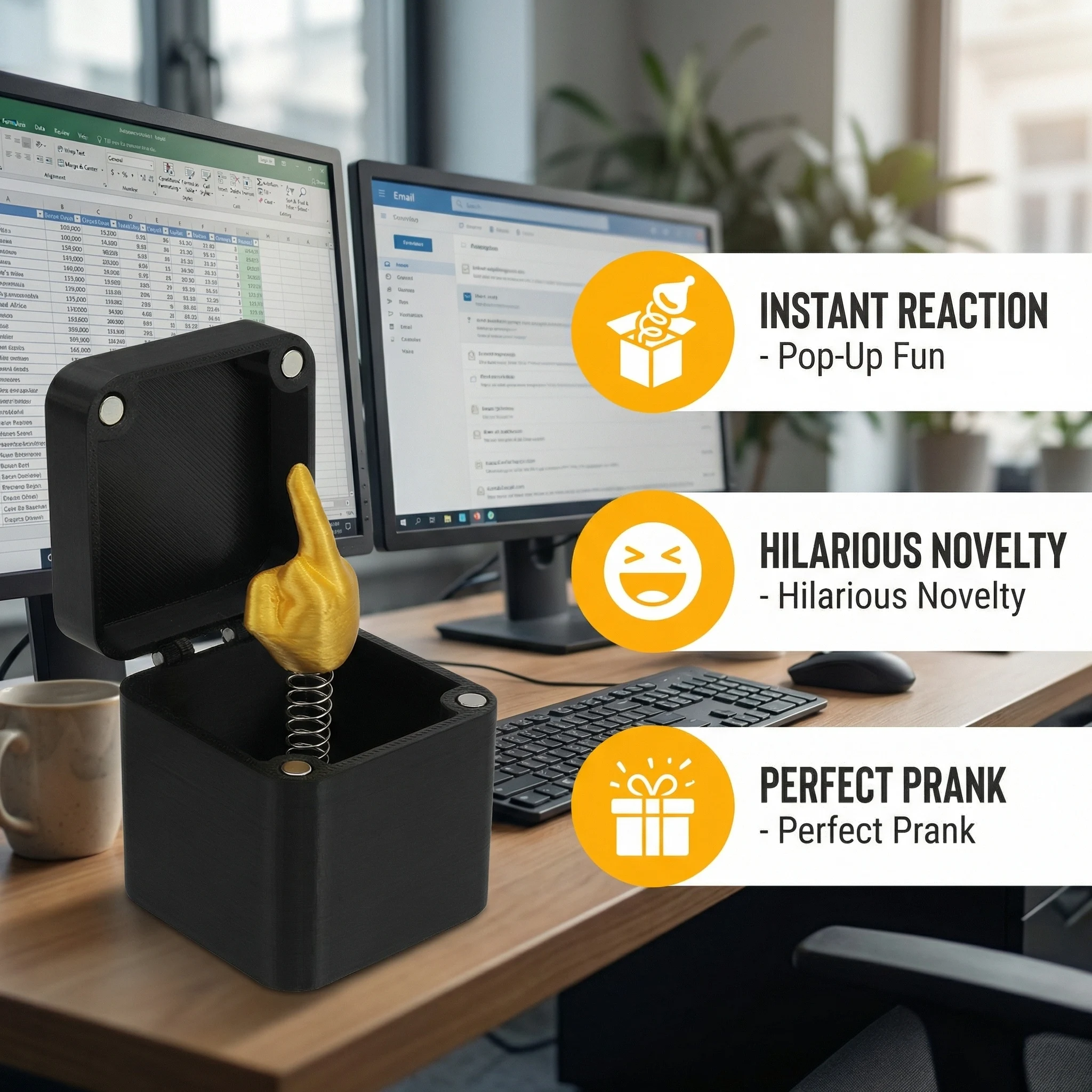 중간 손가락 모양 선물 상자 재미있는 팝업 장난 선물 (남자친구, 여자친구, 동료, 화이트 엘리펀트, 새해 선물, 참신한 선물)