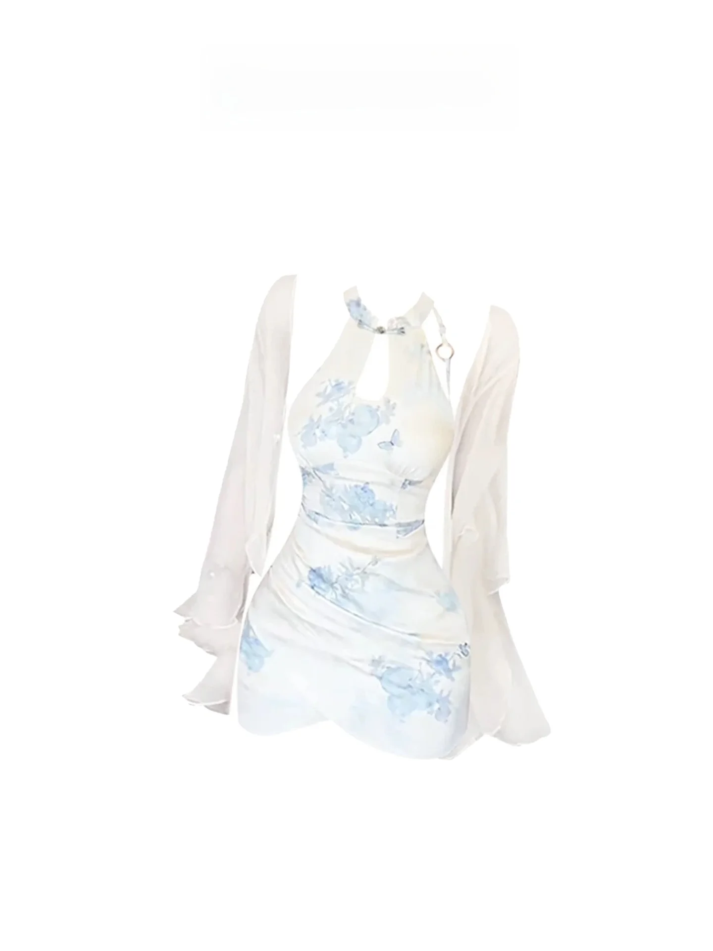 

New Chinese Sle Print terl Bodycon Qipao Dr Women Spring Summer Hot Girl Bal ort Skirt Slimming Wraparound