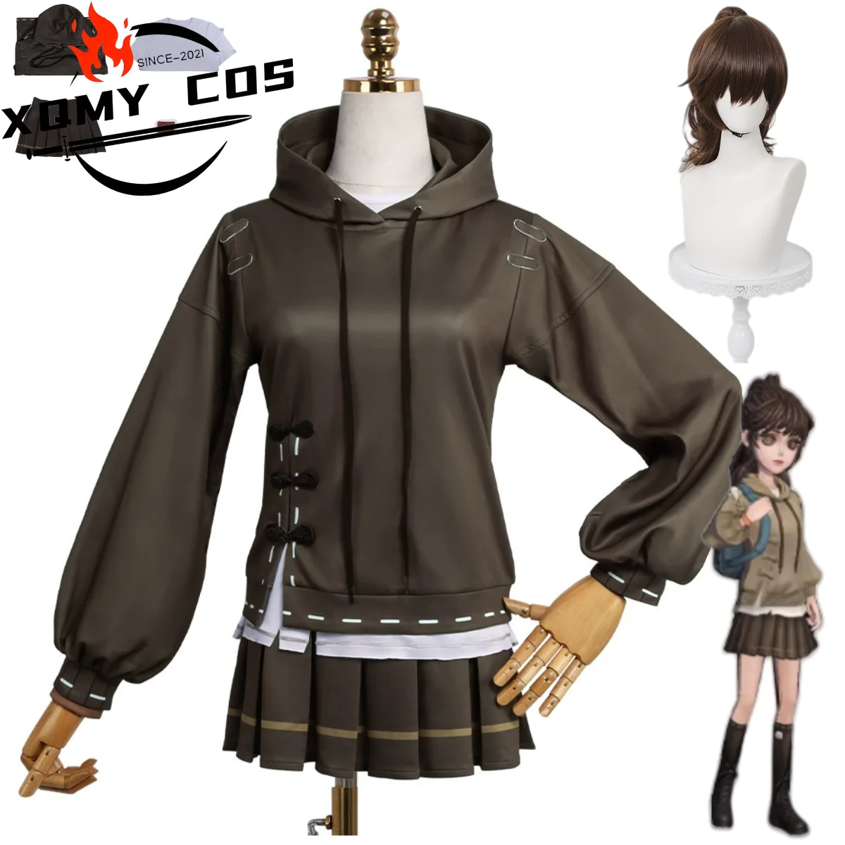 

XqGame Identity V Qi Shiyi Антикварный костюм для косплея Taomengyan Tomyan толстовки с капюшоном юбка парик женский милый карнавальный костюм на Хэллоуин