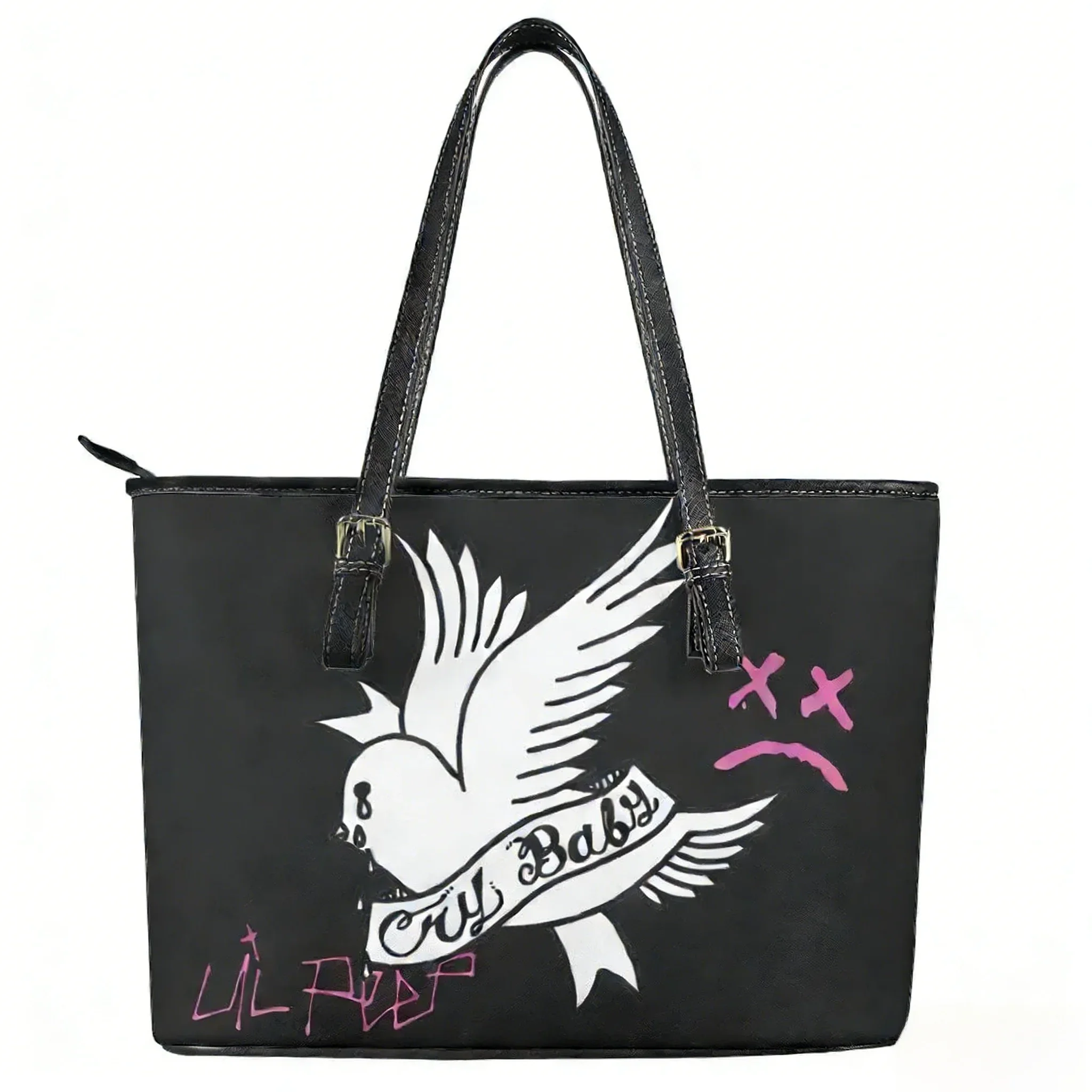 

Lil Peep Custom Handbag Womens Mens Hip Hop Rapper Personalized Tote Bag Shoulder Bag Business Leather Purse Travel Bag Gift