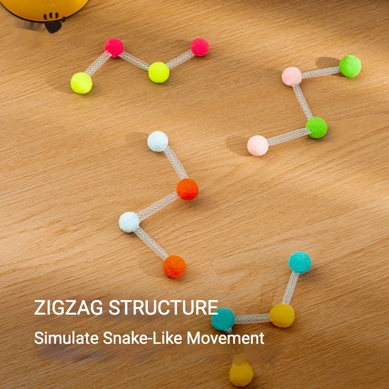 4 Pack Cat Jumping Toy Set Zigzag Snake Design Bouncy Elastic Interactive Wobbling Tube for Nighttime Energy Release Lightweight