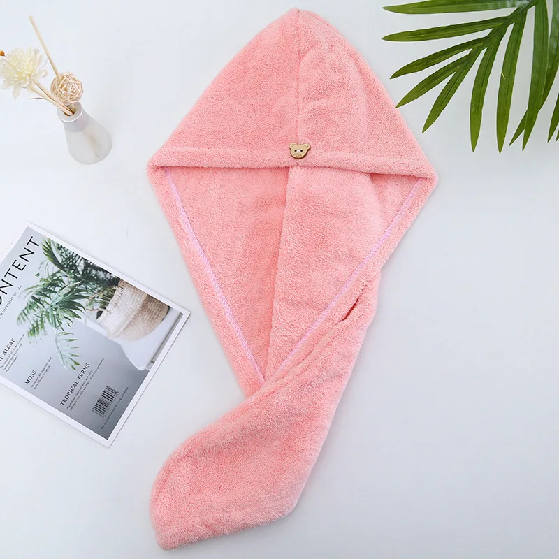 Women Hair Drying Hat Quick-dry Hair Towel Cap Hat Bath Hat Microfiber Solid Towel Cap Super Absorption Turban Hair Dry Cap