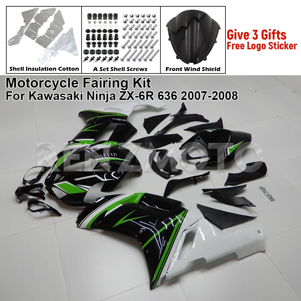 

Новый ABS для Kawasaki Ninja ZX-6R 636 2007-2008, комплект обтекателей для мотоцикла и велосипеда, комплект кузова, комплект кузова, впрыск корпуса K0607-122a