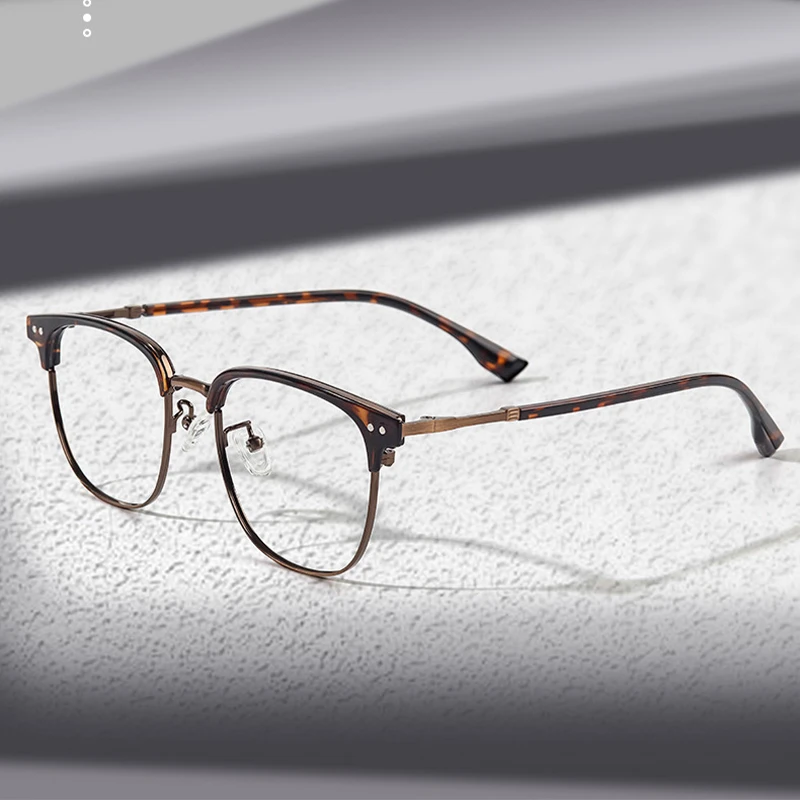 Retro Alloy Classic Business Eyebrow Frame Science and Engineering Scholar Half-frame Glasses White Collar Ultra-light Eyewear